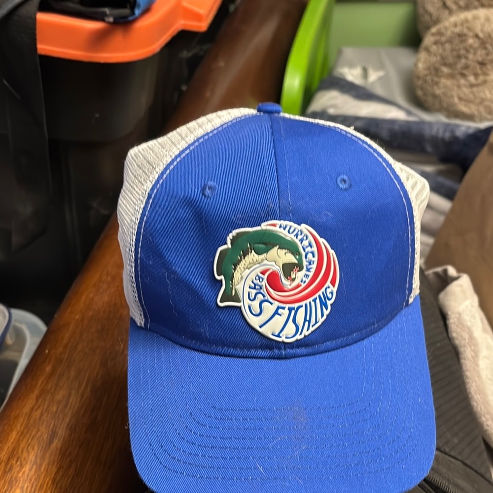 COPY - Fish Design Blue and Gray Hat with Curved Brim and Fish Logo